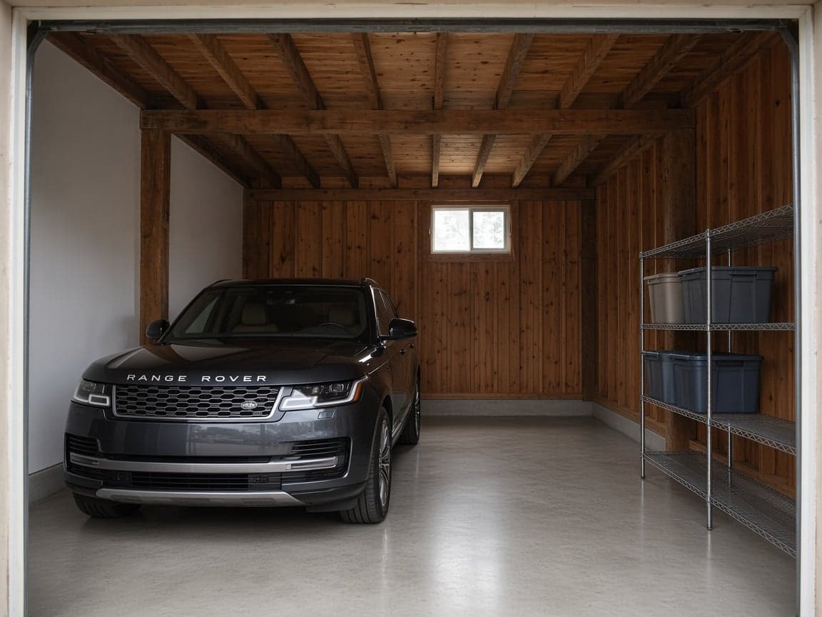 The same garage cleared, with parking and a clean work floor after NorthPeak junk removal